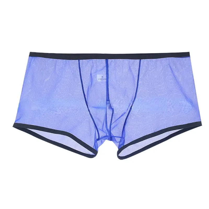 Men See Through Ultra-thin Boxer Briefs Shorts U Convex Pouch Underwear Panties Mesh Low Rise Transparent Qucik-Dry Underpants — image 7