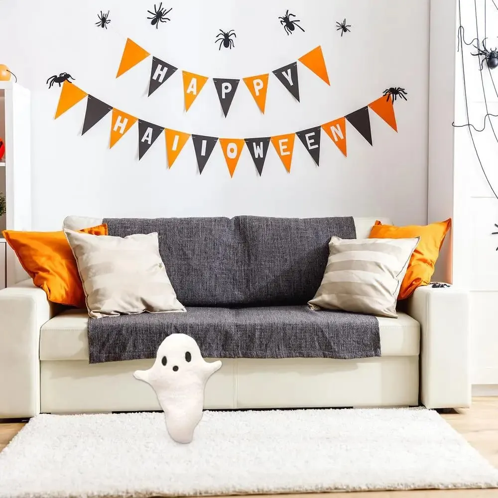 32cm Cute Halloween Pillow Stuffed Ghost Throw Pillow Soft Cartoon Ghost Doll Toy Stuffed Plushie Home Halloween Decorations