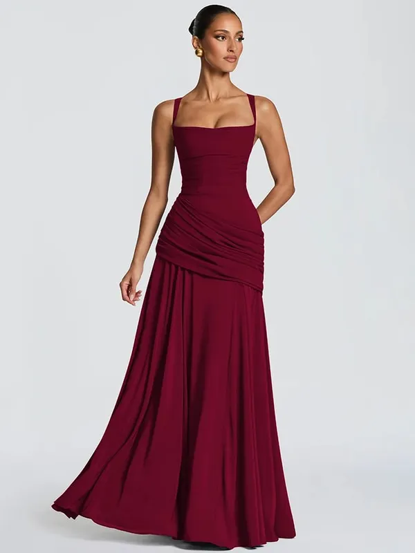 Mozision sexy maxi šaty bez ramínek bez ramínek Bodycon Ruched Club Party Dlouhé šaty Dámské — image 7