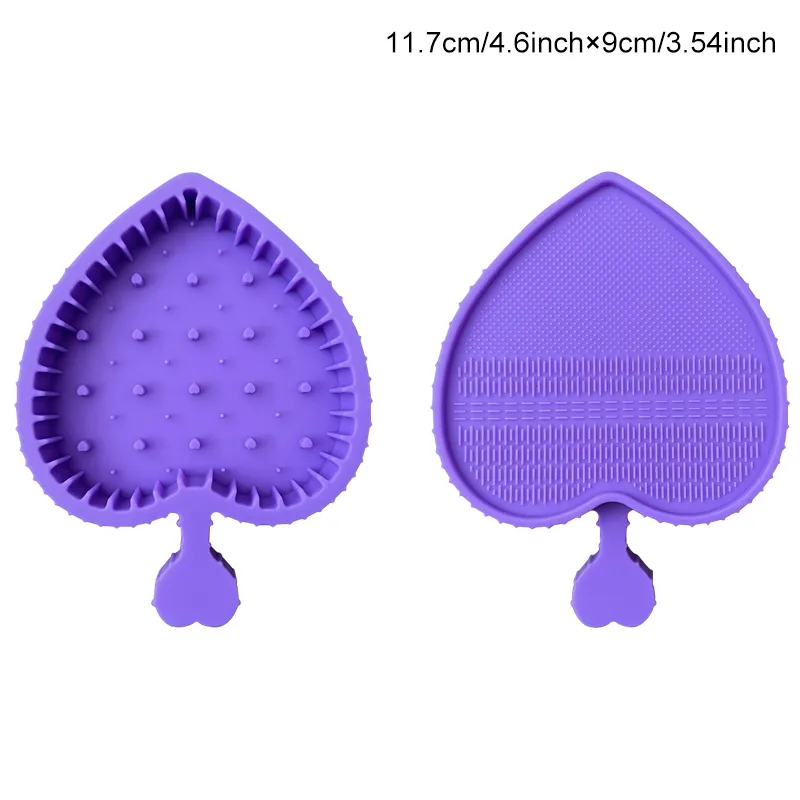 1pc Colorful Heart Shape Clean Make Up Brushes Wash Brush Silica Glove Scrubber Board Cosmetic Cleaning Tools For Makeup Brushe — image 5