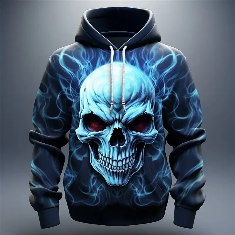 Flame Skull 3D Print Men's Hoodies Autumn Comfortable Long Sleeve Sweatshirts Outdoor Street Gothic Hip Hop Unisex Clothing — image 2