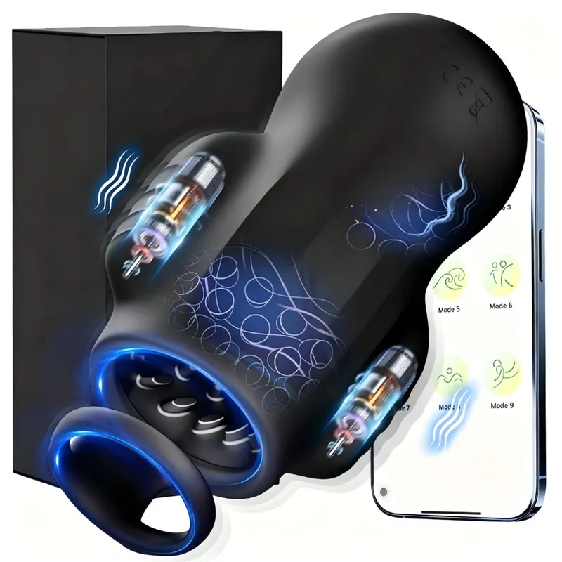 Male Masturbator Pennis Vibrator 10 Vibrating 3 Motors Stroker with App Control 360° Wrapping Sex Toy for Training for Men