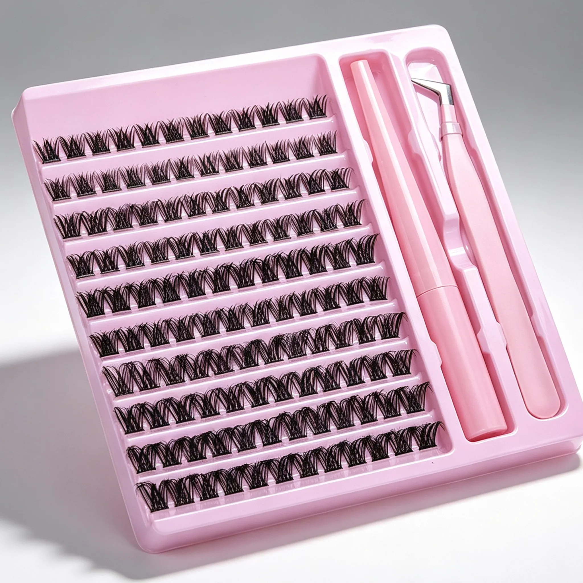 D Curl Cluster Lash Kit With Lash Bond Seal Glue & Tweezers DIY Home Lash Extensions Reusable Eye Makeup Set For Women — image 2