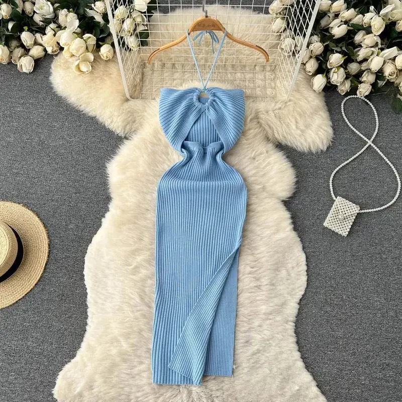 YuooMuoo Chic Mode Sexet Pakke Hofter Split Strikket Sommerkjole 2025 Kvinder Slank Elastik Bodycon Festkjole Streetwear Outfit — image 11