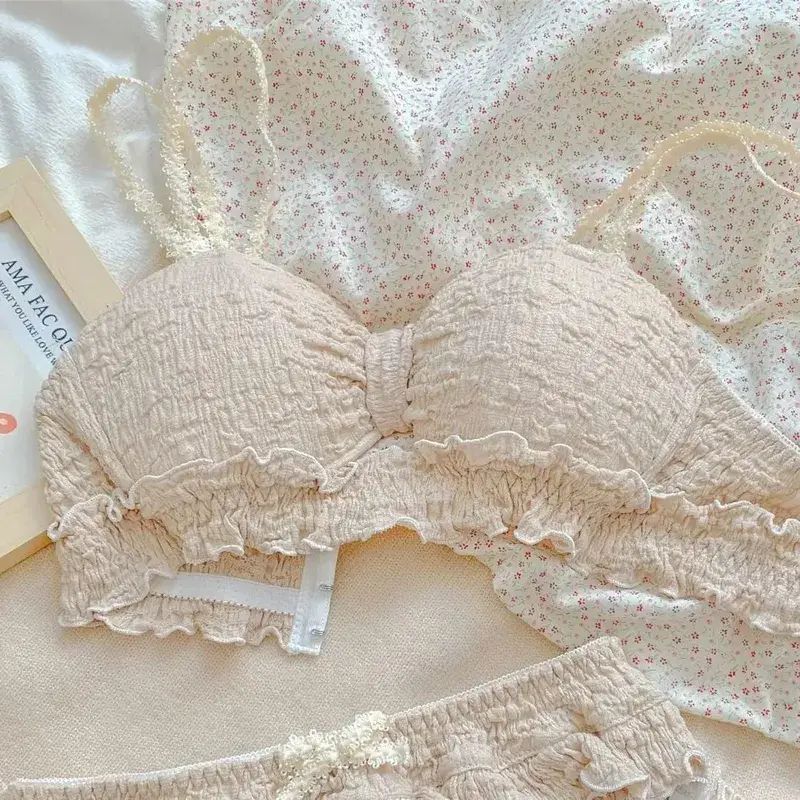 Pure Desire Lingerie Small Breasts Cute Lingerie Push-up Bra Set Students Comfortable No Underwire Anti-sag Not Empty Cup