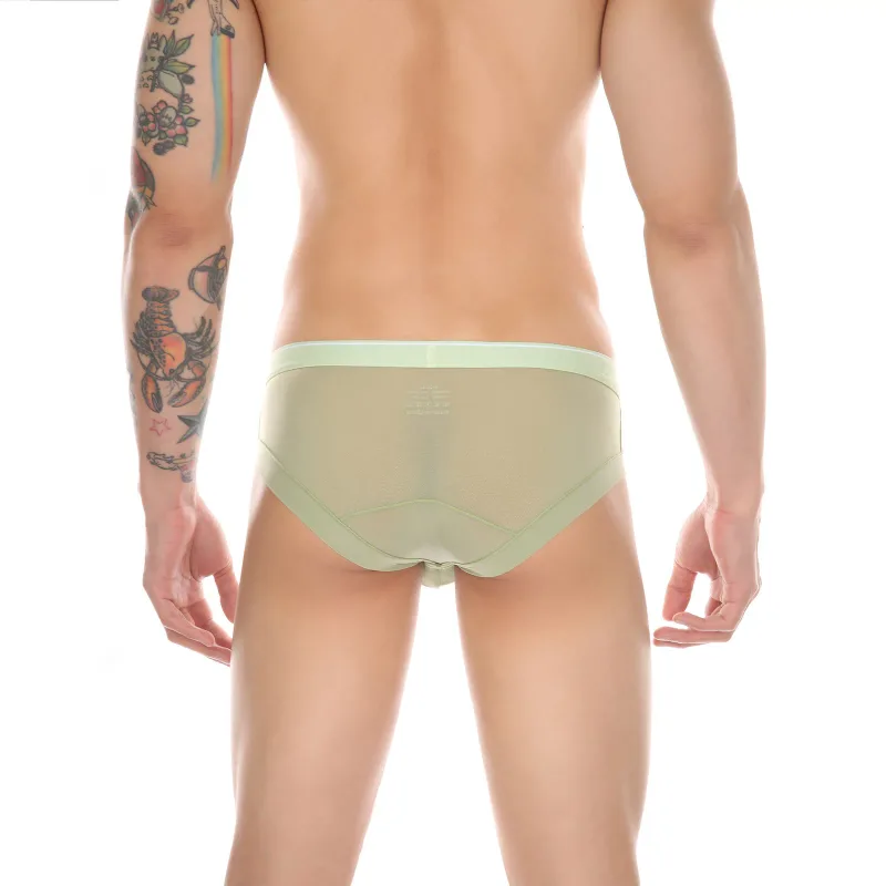 New sissy Men's panties Super Soft Comfortable Underwear Ice Silk Sheer Mesh Men's Briefs Printed Shorts Low-Waist Underpants — image 4