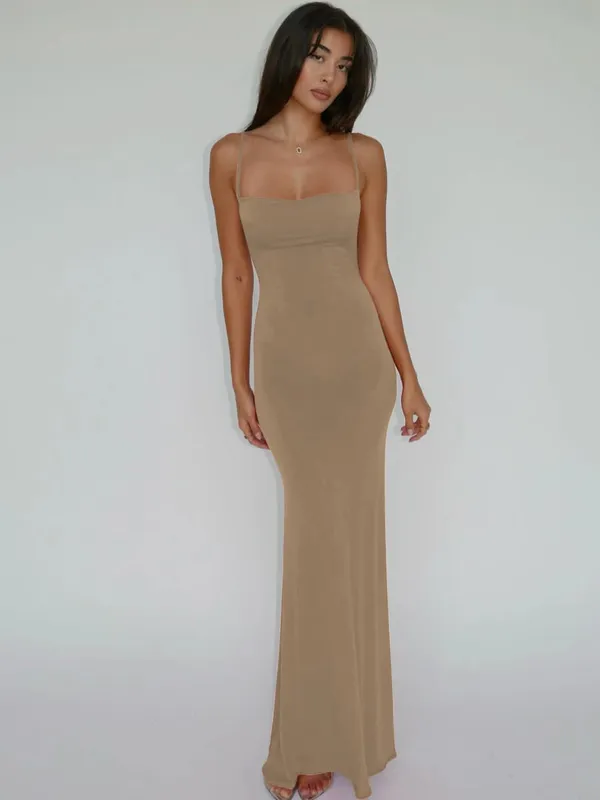 Hugcitar Summer Solid Sleeveless Backless Elegant Sexy Bodycon Y2K Maxi Prom Dress Women Clothes Birthday Party Casual Y2K — image 17