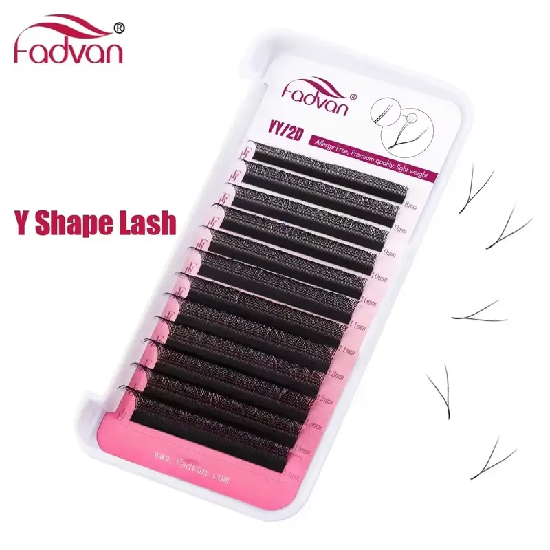 Fadvan Y Shape False Eyelash Extensions YY Brown/Black C/D/L/LU/L+ Curl Fox Eye