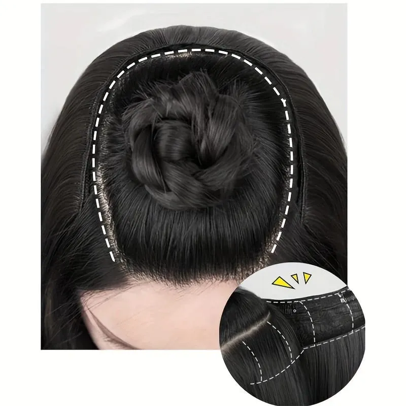 22Inch Synthetic Hair Extensions Blends Well Long Layered Straight Wavy V-Shaped Hairpieces Brown Hair Extension