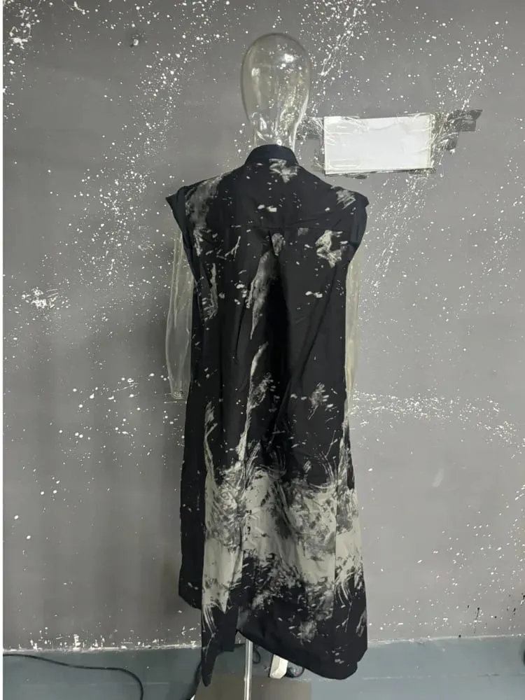 EAM Women Black Pattern Printed Big Size Midi Shirt Dress New Stand Collar Sleeveless Fashion Tide Autumn 2026 1DH5837 — image 4