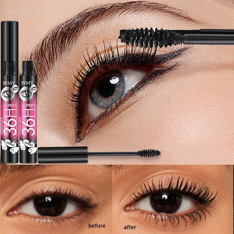 Fiber Mascara Sort Tyk Krøllet Holdbar Vandtæt Svedtæt forlængende Mascara Volumiserende Naturlig Eye Lash Extension Makeup — image 2