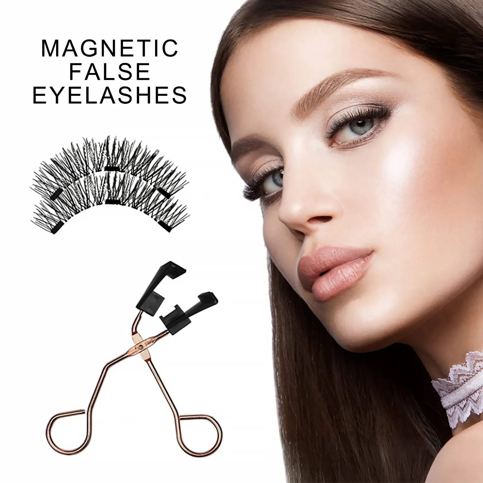 8pcs Magnetic Eyelashes Glue-free cluster lashes reusable false eyelash Eye Lash for Eye-Lifting Effect DIY Makeup Use