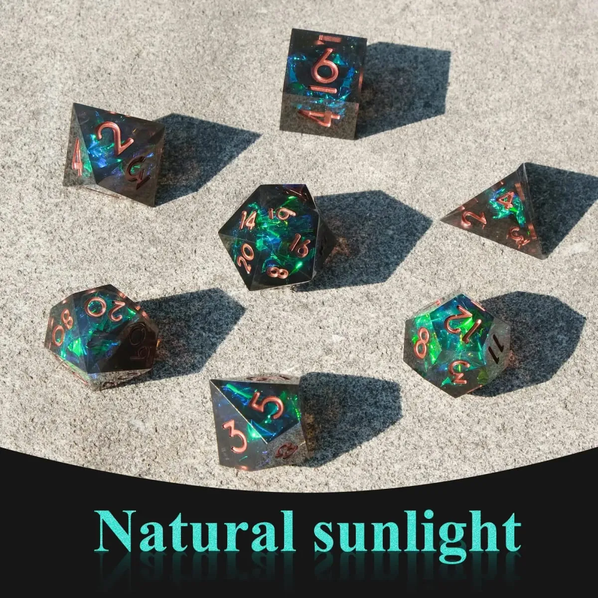 Resin Sharp Edge DND Dice Set for Dungeons and Dragons Role Playing and Tabletop Game