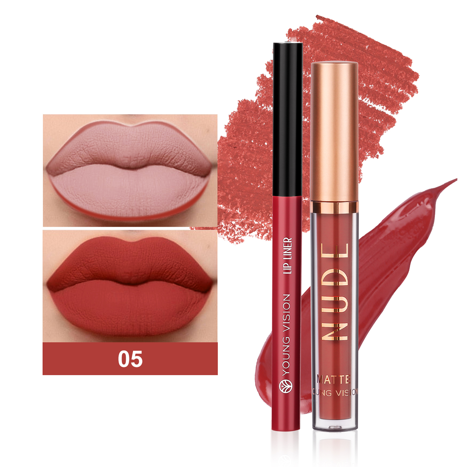 2-color matte long-lasting color lip liner set waterproof anti-sweat non-stick cup lip gloss rotatable lip liner — image 13