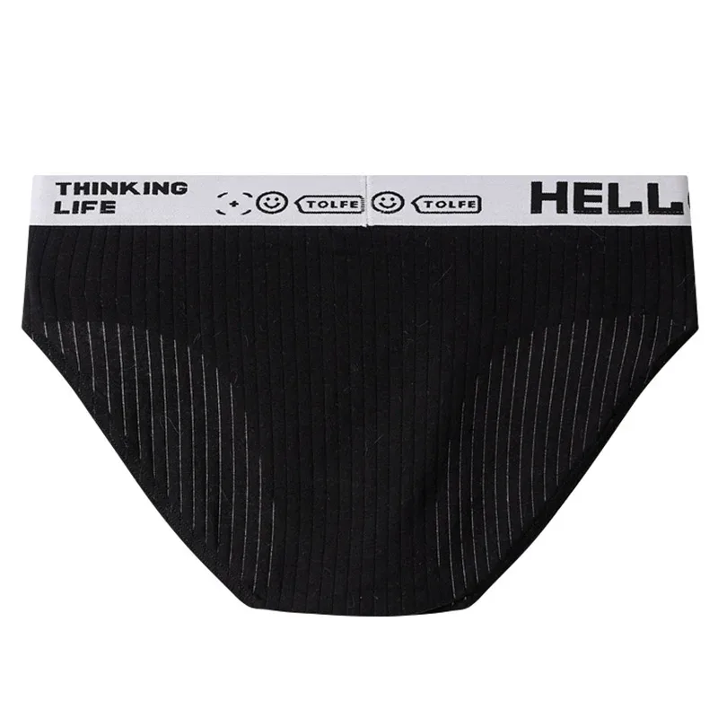 4-Pack Men's Cotton Briefs - “HELLO” & “THINKING LIFE” Waistbands, 4 Colors — image 2