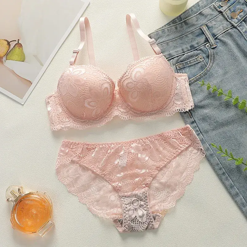 Transparent Floral Two Pieces Clothing Underwire Push Up Lingeries For Woman A2123 — image 7