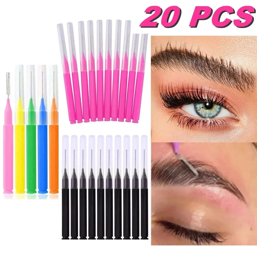 20Pcs Mini Eyebrow Brush Brow Perm Brush Disposable Brow Lifting Brushes Bendable Micro Eyelash Brush Applicators Makeup Tools — image 1