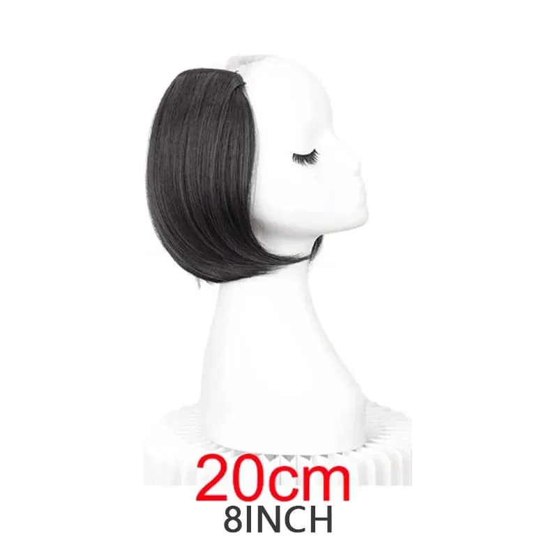 8Inch Synthetic Short Straight Internal Buckle V-shaped Half Head 4Clips Hair Extension Invisible Hairpiece for Women — image 4