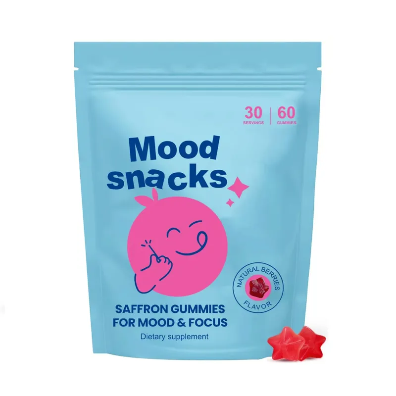 Mood Snacks - Kids Saffron Gummies Συμπληρώματα Φυσικών Μούρων Προσφέρουν Υποστήριξη διάθεσης και Calms Temper Tantrums Gummies χωρίς ζάχαρη