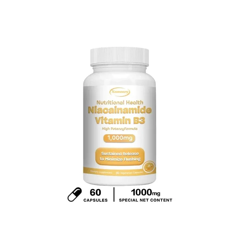 Niacinamide Vitamin B3 Capsules - Supports Skin Brain Function and Heart Health Boosts Energy and Improves The Immune System