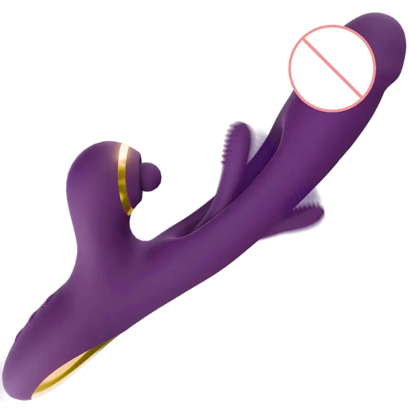 2 in 1 Powerful Tapping Flapping Female Vibrator for Clitoris Masturbation Heating Thrusting Dildo for Women Sext Toy for Adult
