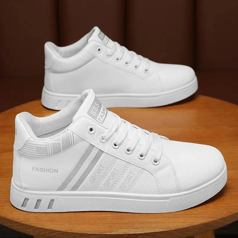White Vulcanized Sneakers Men's Flats Comfortable Shoes Lace up Zapatillas Hombre Autumn Spring Fashion Sneakers Large Size 48 — image 5