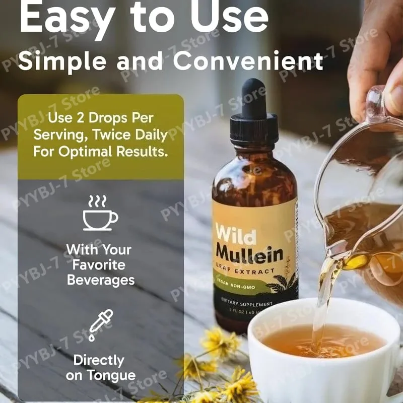All Natural Mullein Drops with Ginger Lemon for Lung Cleanse and Detox Mullein Leaf Extract for Respiratory Lung Health — image 3