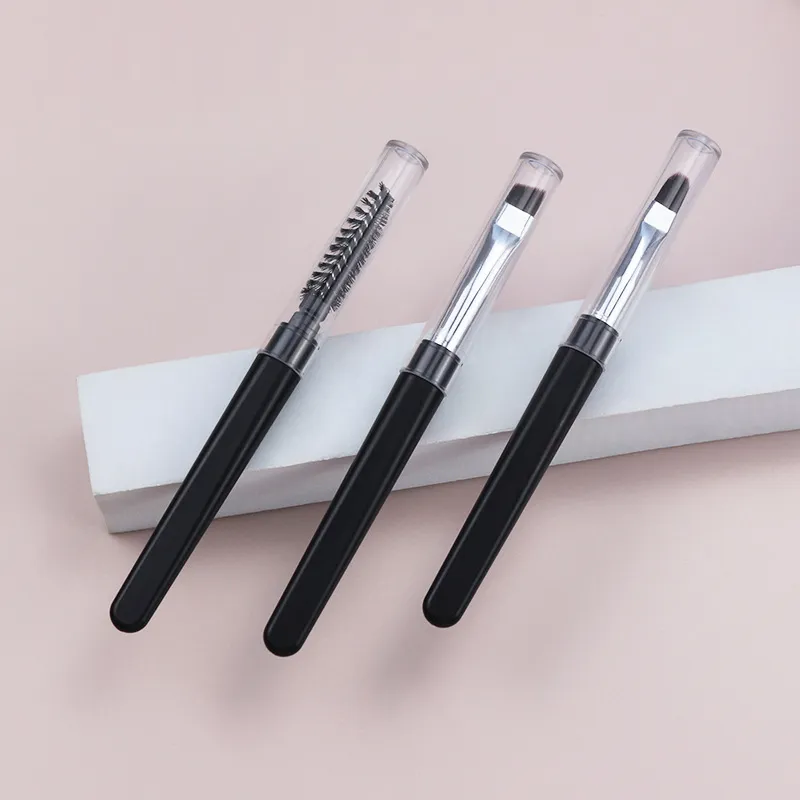 ★▲1PC przenośne pędzle do makijażu cieni do powiek rozmiar podróżny pędzle do makijażu brwi silikonowe Glit niezbędne narzędzia kosmetyczne z pokrywką — image 4