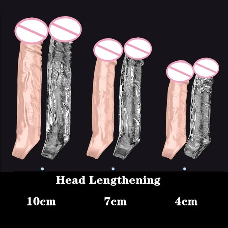 Large Penis Extension Sleeve Reusable Soft and Stretchable Delayed Ejaculation Condoms Male Dildo Extender Male Sex Toys — image 3