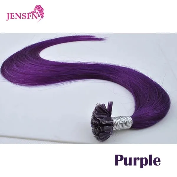 Color Straight Fusion Nail U Tip Human Hair Extensions Keratin 0.5g/Strand 20" Inch For Salon For Women A Variety of Color — image 19