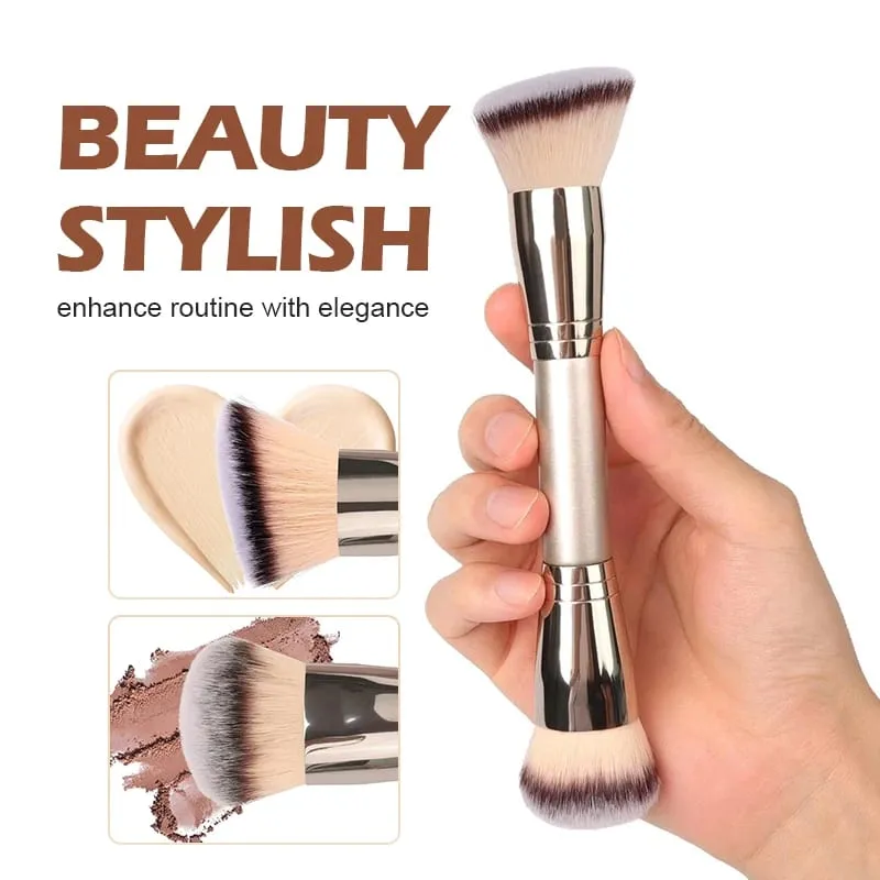 Dual Ended Foundation Brush for Liquid Powder Blush Concealer Contour Professional Makeup Tool with Travel Pouch for Women Girl — image 5