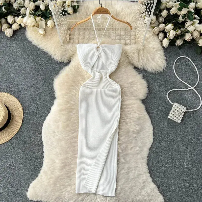 YuooMuoo Chic Mode Sexet Pakke Hofter Split Strikket Sommerkjole 2025 Kvinder Slank Elastik Bodycon Festkjole Streetwear Outfit — image 9