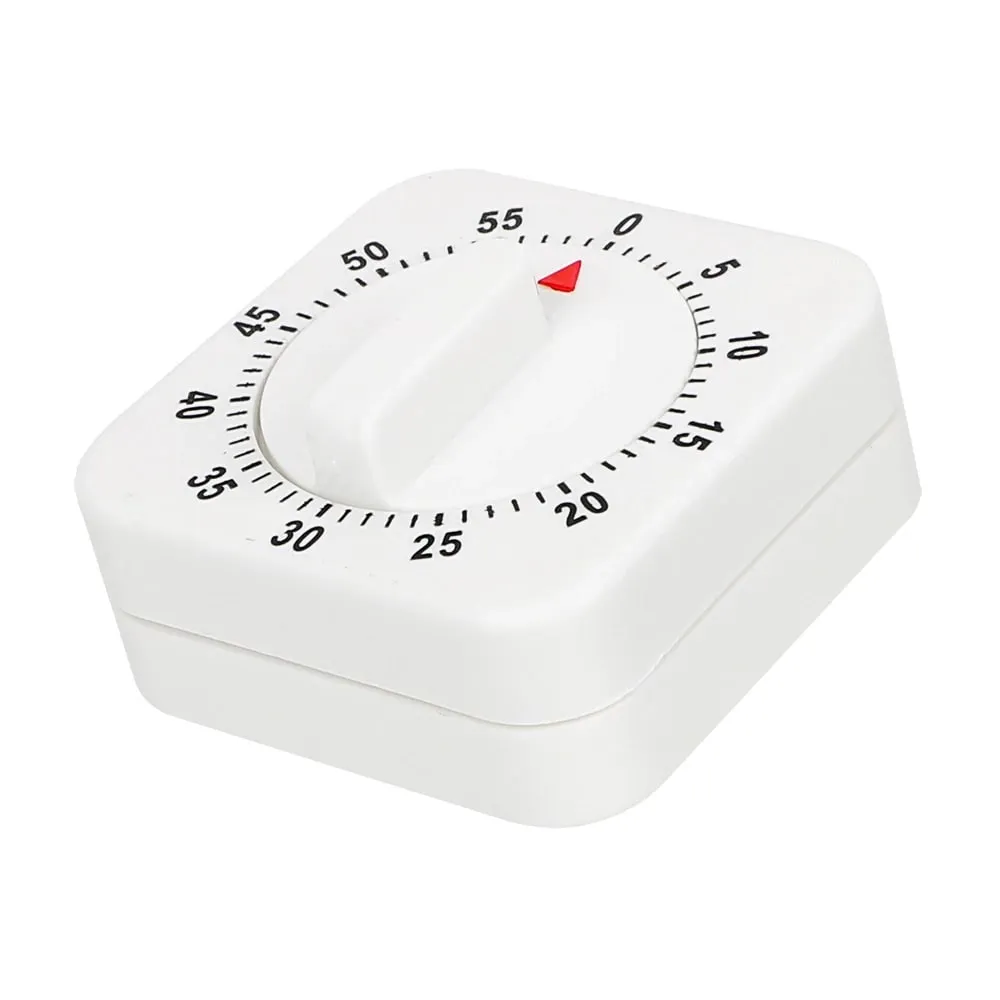 Practical 60 Minutes Kitchen Timer Cooking Tools White Square Mechanical Timer Countdown Alarm Reminder — image 3
