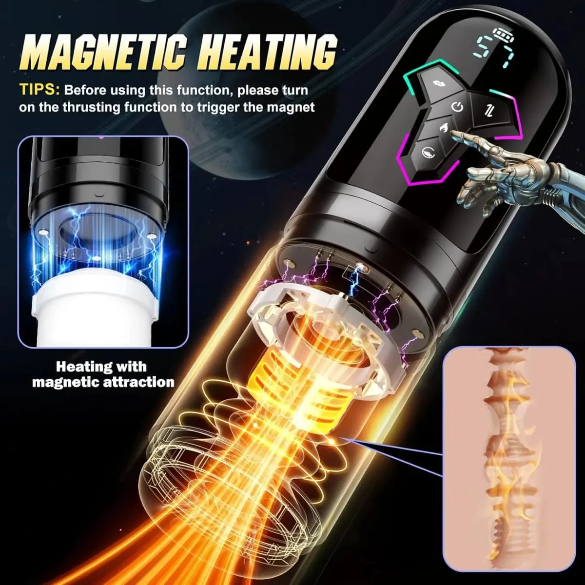 5 IN 1 Automatic Telescopic Male Masturbator Penis Pump Heated Sucking Vibrating Sex Machines With LCD Display Sex Toys for Men
