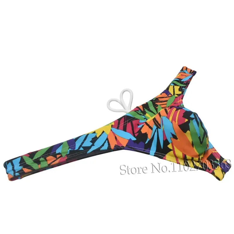 Sexy Swim Thong Men's Swimwear Bikini Briefs Drawstring Quick-dry Elastic Underwear Pouch Beach Tangas Surfing Poolside