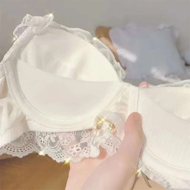 Japanese sweet underwear women's small chest pushup thin underwire adjustable bra set for girls — image 5