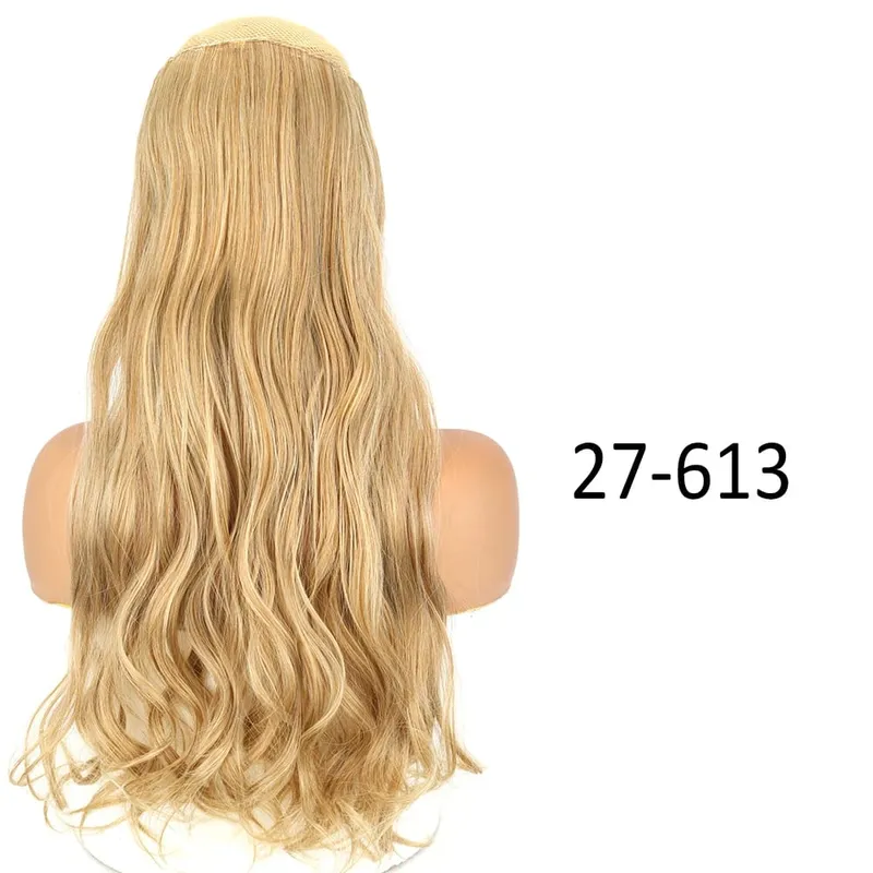Synthetische 5 Clips in Haarverlängerungen, natürliche lange gewellte Frisuren, gefälschtes Haarteil, braun, schwarz, einteilig für Frauen