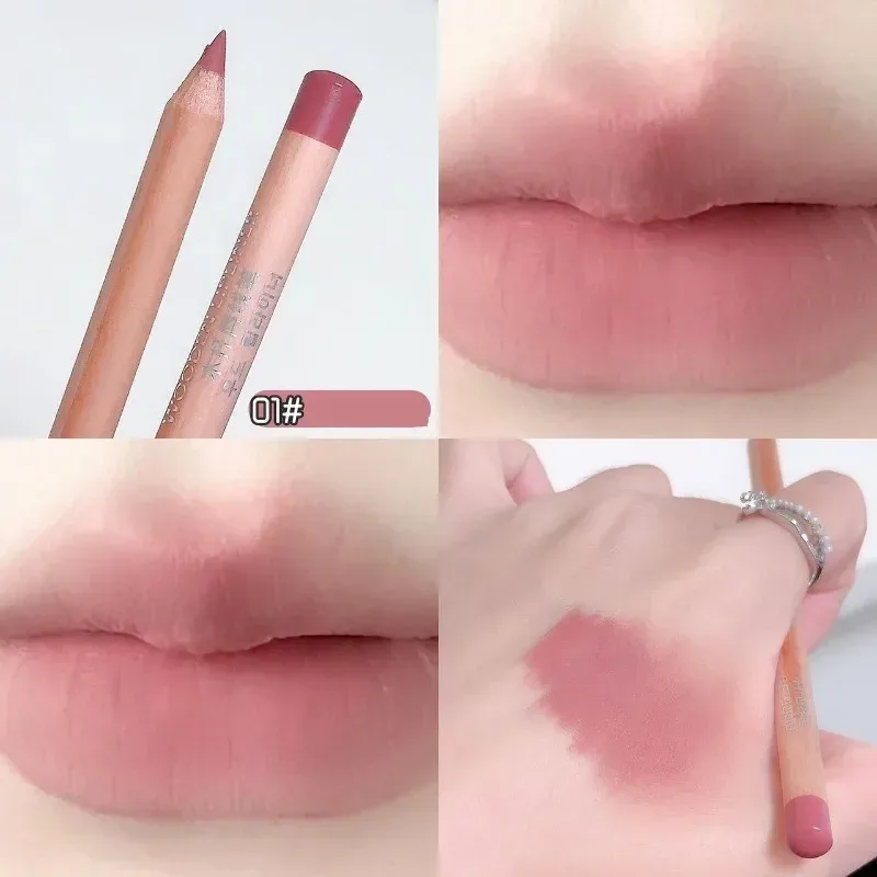 Wooden Matte Lip Liner Pencil Long Lasting Waterproof Nude Low Saturation Lip Pencil Natural Contour Lip Makeup for Beginners — image 8