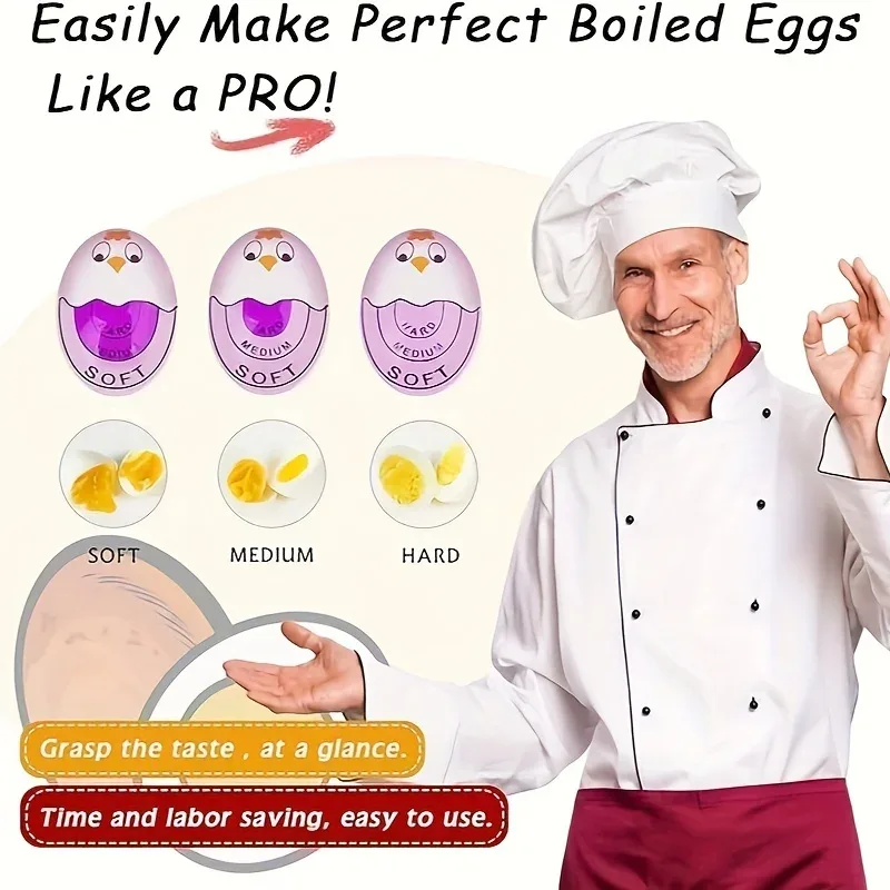 1/2pcs Chick Egg Timer Sensitive Color Change Indicator for Hard Soft Boiled Eggs Cooker Kitchen Gadget for Restaurants Bakeries — image 4