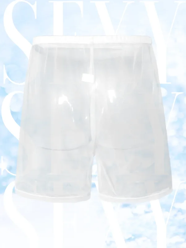 Sous-vêtements Sexy en maille transparente pour hommes, 1 pièce, doux, Transparent, pour la maison, coupe ample, pantalon de boxe, short de sommeil, vêtements de nuit, pyjama — image 11