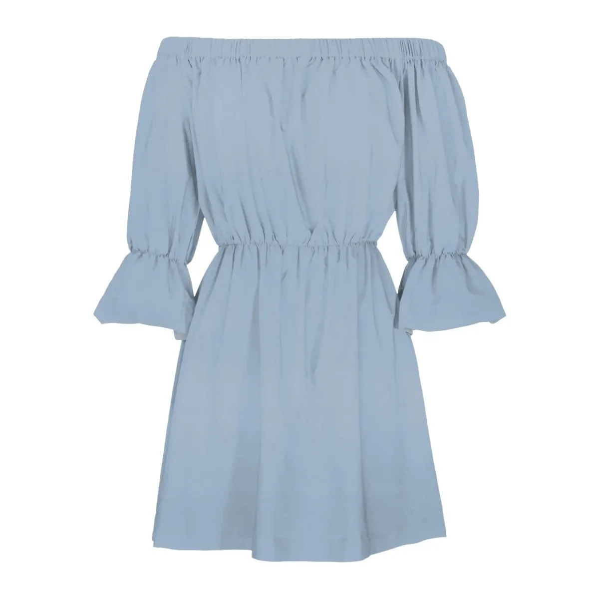 Sexy Off Shoulder Tunic Dress Women Solid Color Flare Sleeve Elastic Waisted Short Dresses Streetwear Midi Dress Ropa De Mujer