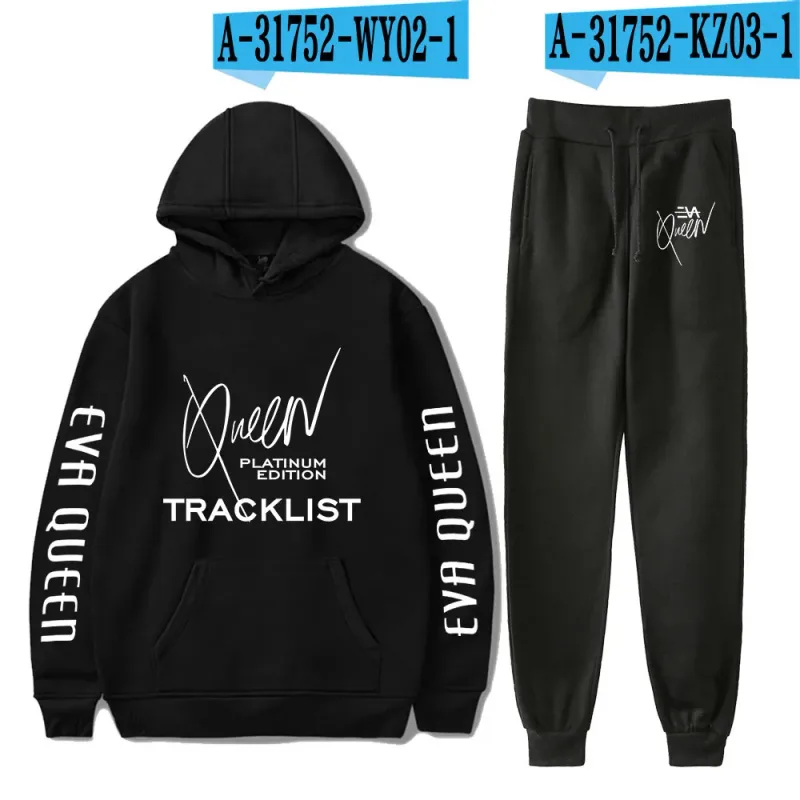 Hip Hop สบาย Eva Queen พิมพ์เสื้อกันหนาว Sweatpants ชุด Hoodies + กางเกงชุดชาย/หญิง 2 ชิ้นชุดเสื้อผ้า — image 32