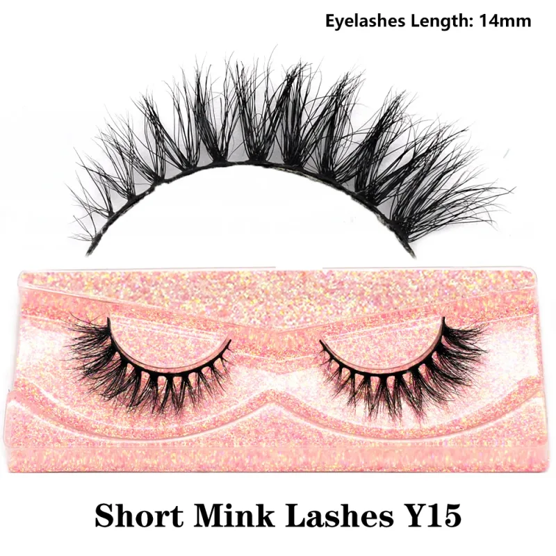 Demi-cils naturels 3D en vison, courts, duveteux, vaporeux, bande croisée, doux, Extension, maquillage — image 33