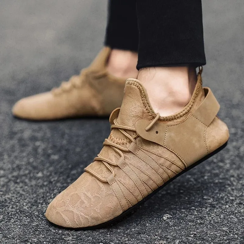 Men's Shoes Casual Flat Shoes Men Lightweight Comfortable Thin Bottom Lace Up Men Shoe Driving Walking Shoes Men Footwear — image 2