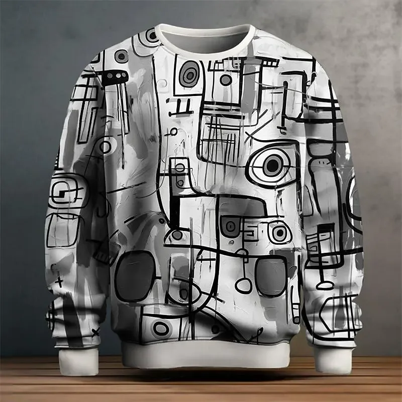 Baju Sweat Grafik Lelaki untuk Lelaki Pullover Graffiti Baju Sweat Lengan Panjang Krew Leher Fesyen Percutian Harian Kasual Percutian Baru