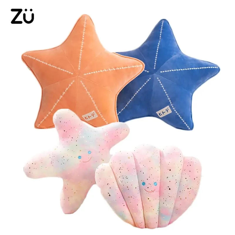ZU Under Sea Theme Cute Shell Starfish Plush Pillow Sea Star Soft Stuffed Toys Kawaii Pink Room Party Decor — image 2