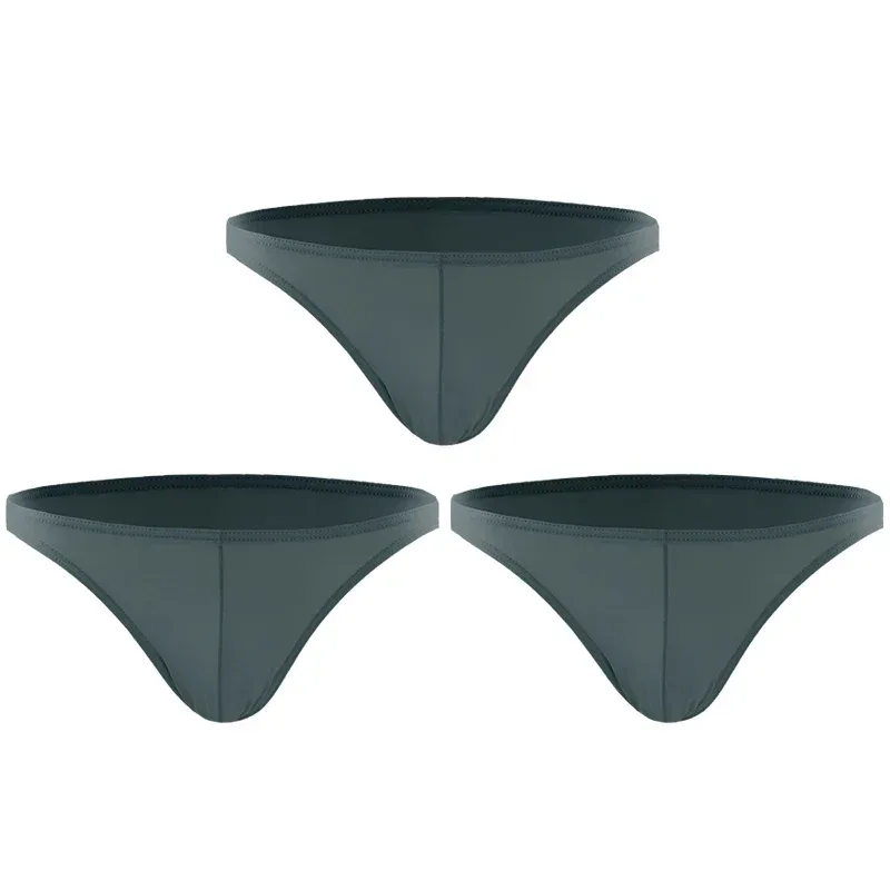3 uds verano borde estrecho hombres deportes transpirable hielo seda calzoncillos finos sexy cintura baja apretado sin costuras pequeños pantalones triangulares — image 2