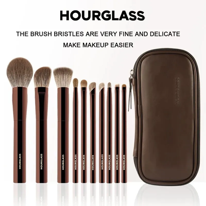 Hourglass Makeup Brush Set 10 Soft and Convenient Eyeshadow Concealer Stucco Grooming Face Makeup Brushes — image 1