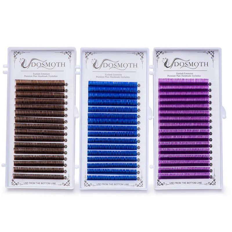 0.07mm Color Brown Soft Eyelash Extensions 16 Rows Mixed False Lashes Purple Blue for Eye Makeup — image 2