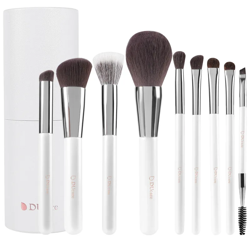 DUcare Makeup Brush Set 9pcs Foundation Blending Powder Blush Concealers Eyeshadows Brushes Must Have Beginner Use With Holder